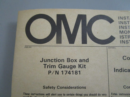 *NEW OEM* 0820 OMC Johnson Evinrude Junction Box & Trim Gauge Kit 174181 0174181
