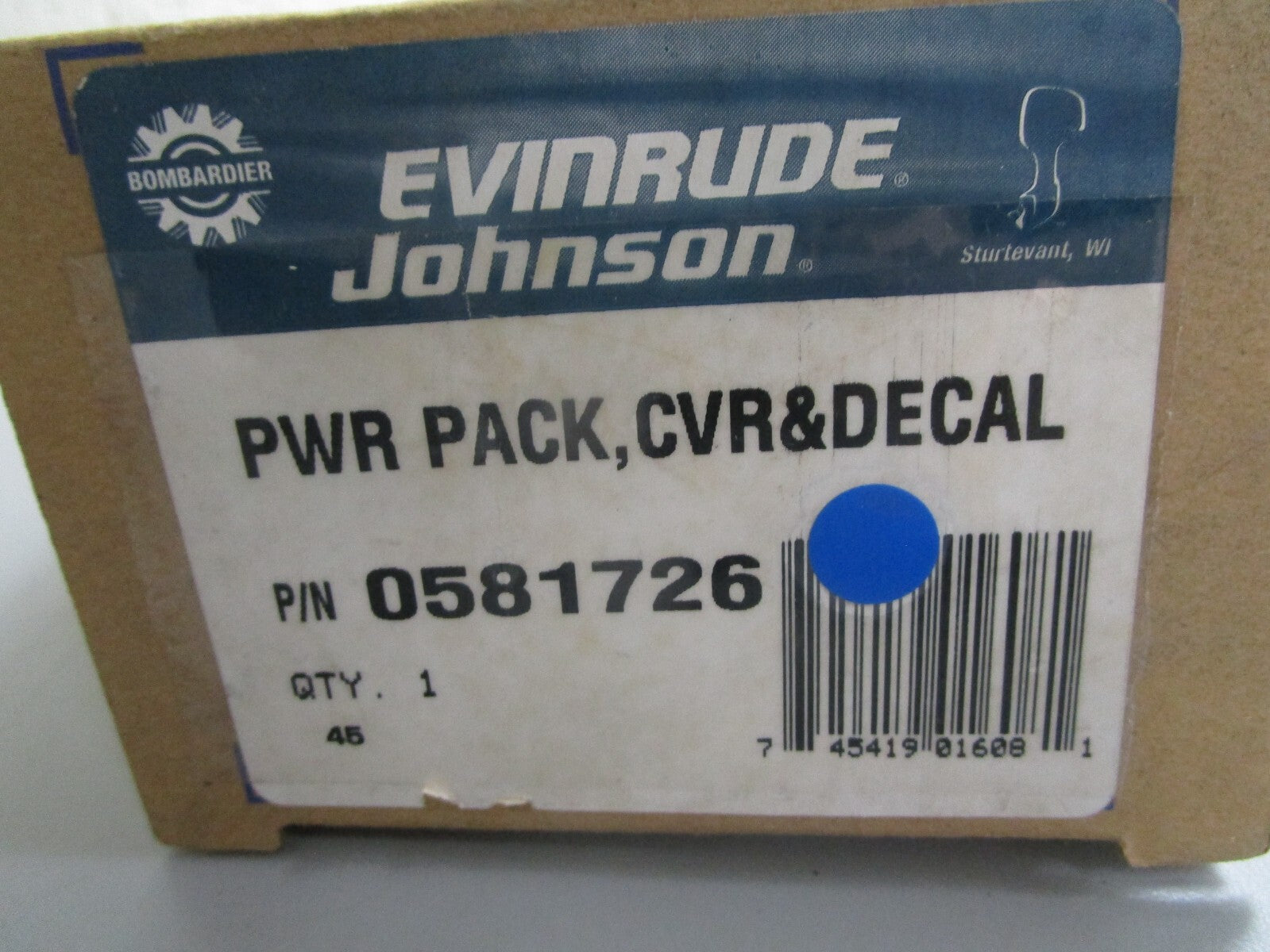 *NEW OEM* 0820 OMC Johnson Evinrude Power Pack, Cover & Decal 581726 0581726