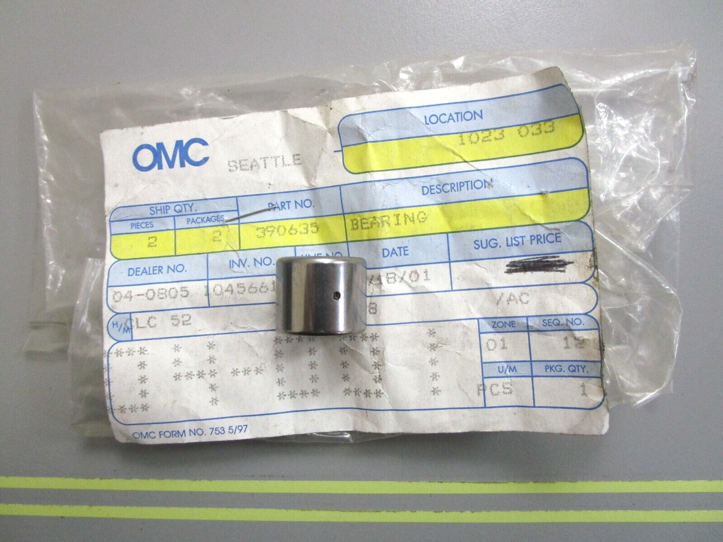 *NEW OEM* 0750 OMC Johnson Evinrude BEARING 390635 0390635