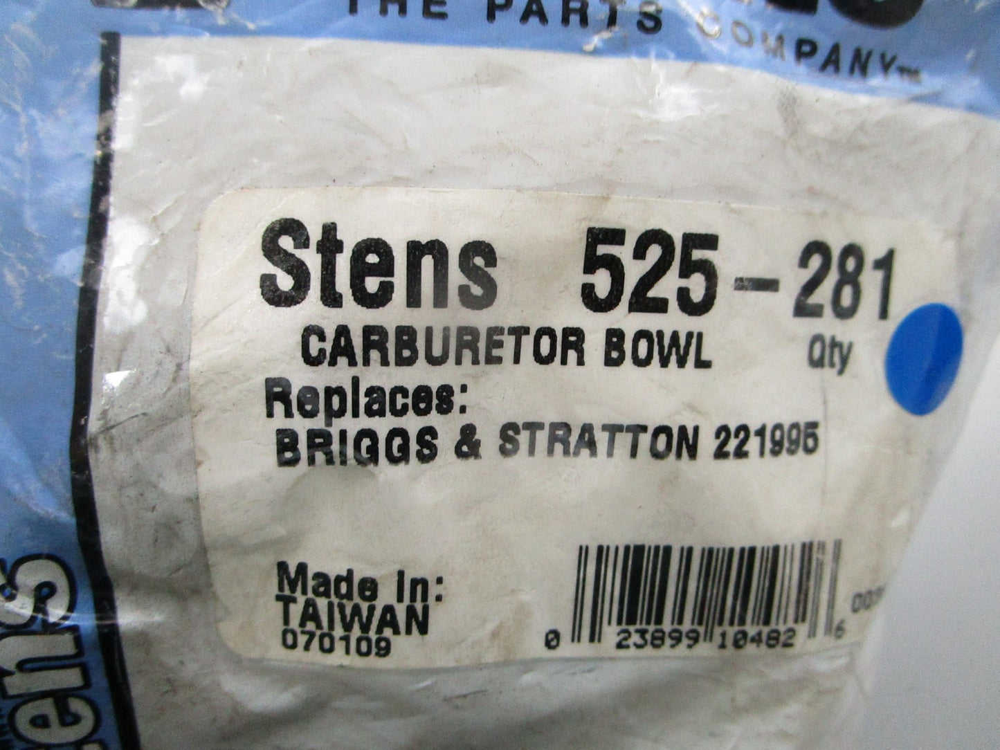 NEW Stens 525-281 Replaces: Briggs & Stratton 221995 Carburetor Bowl 0810