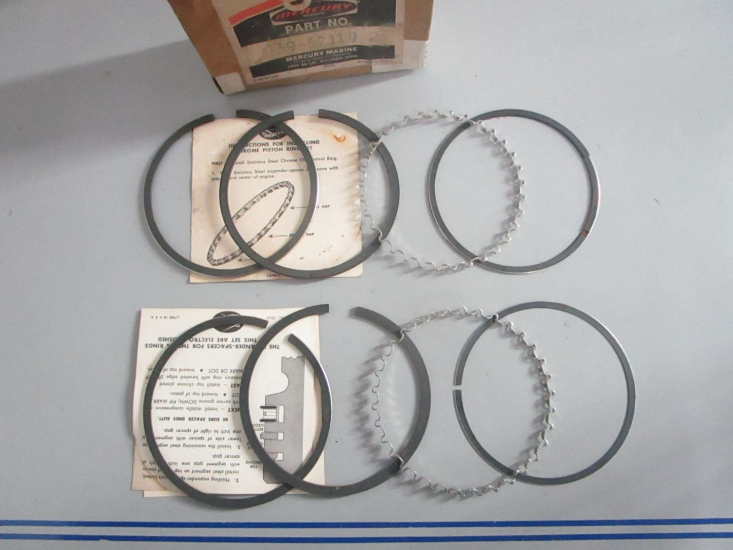 NEW OEM 39-67119 Mercury Quicksilver 2 STD Piston Ring Sets 0820