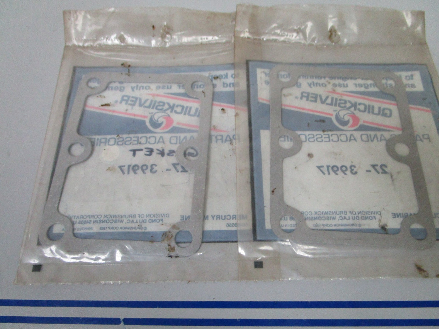 NEW OEM (LOT OF 2) 27-39917 Mercury Quicksilver Gasket 0810