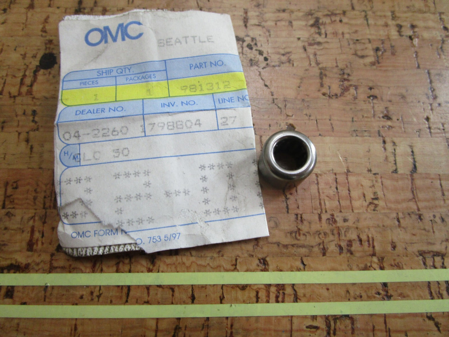 *NEW OEM* 0810 OMC Johnson Evinrude Needle Bearing 981312 0981312