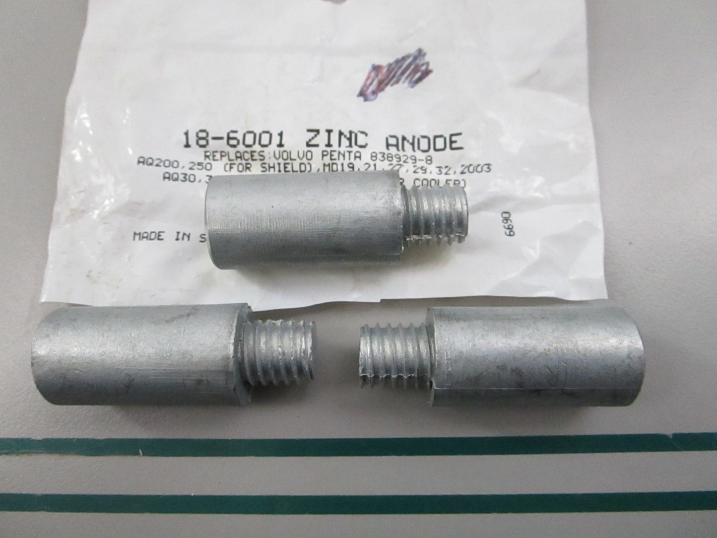 NEW (LOT OF 3) 18-6001 Replaces: Volvo 838929 Sierra Zinc Anode 0810