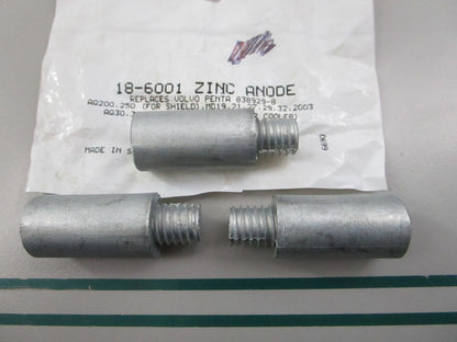 NEW (LOT OF 3) 18-6001 Replaces: Volvo 838929 Sierra Zinc Anode 0810