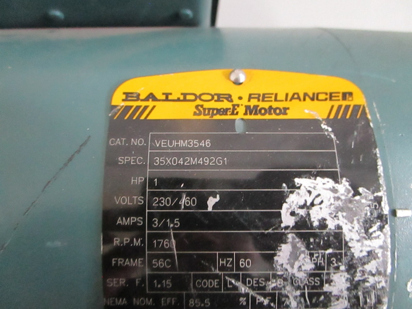 Baldor Super-E VEUHM3546 1HP 1760RPM 3PH 460V TEFC 56C Motor NOS NEW OEM 0820