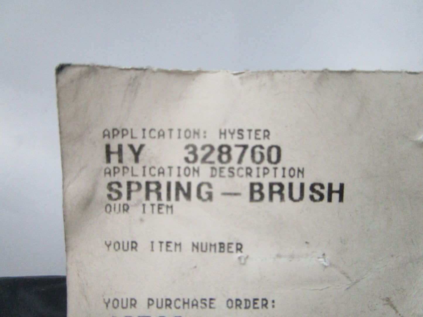 NEW OEM 328760 Hyster Brush Spring 0810