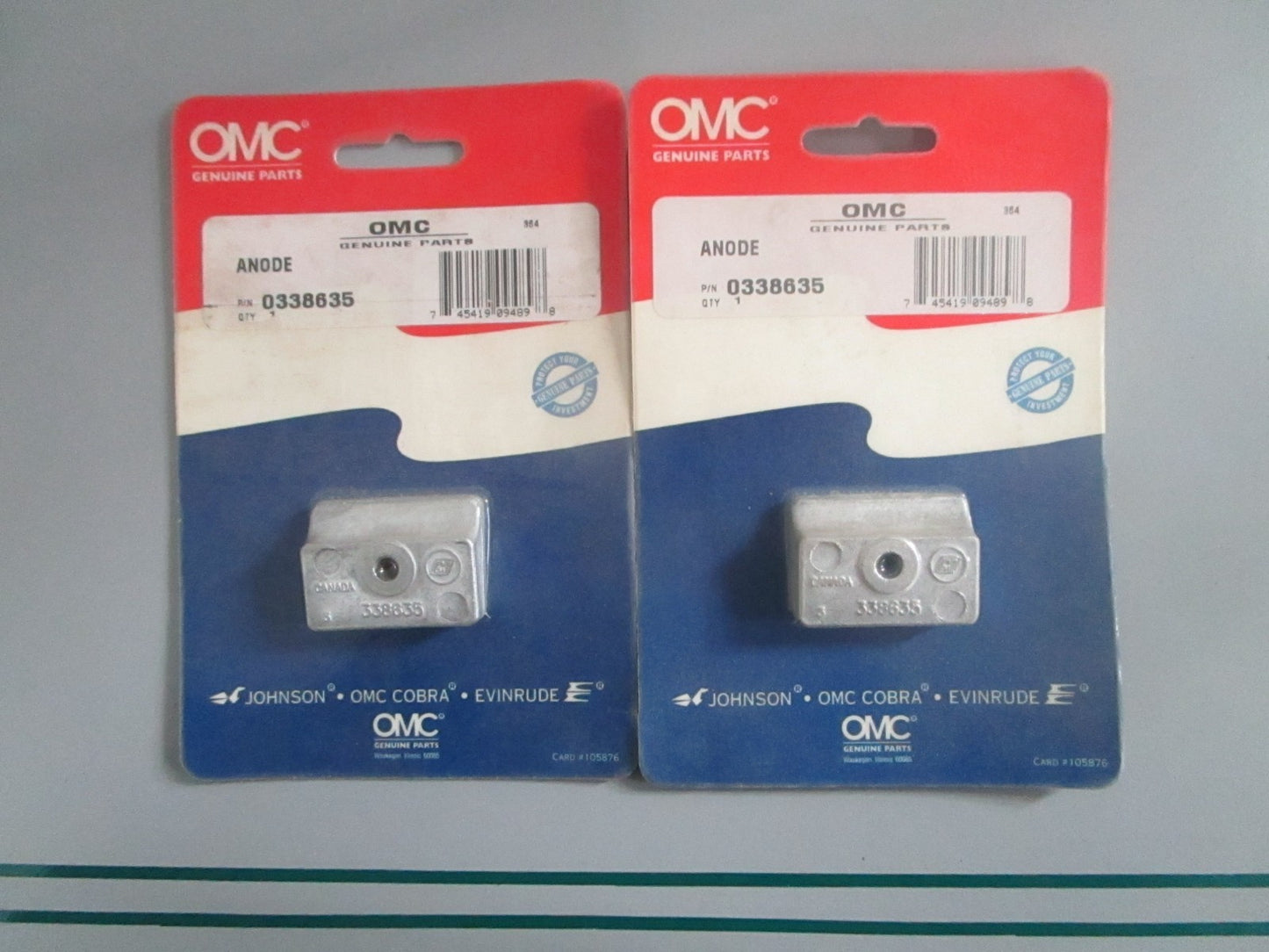 NEW OEM (LOT OF 2) 338635 0338635 OMC Johnson Evinrude Anode 0820